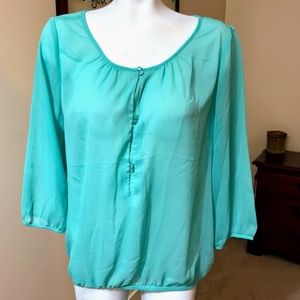 The Limited Teal Shear Button Down Women's Blouse